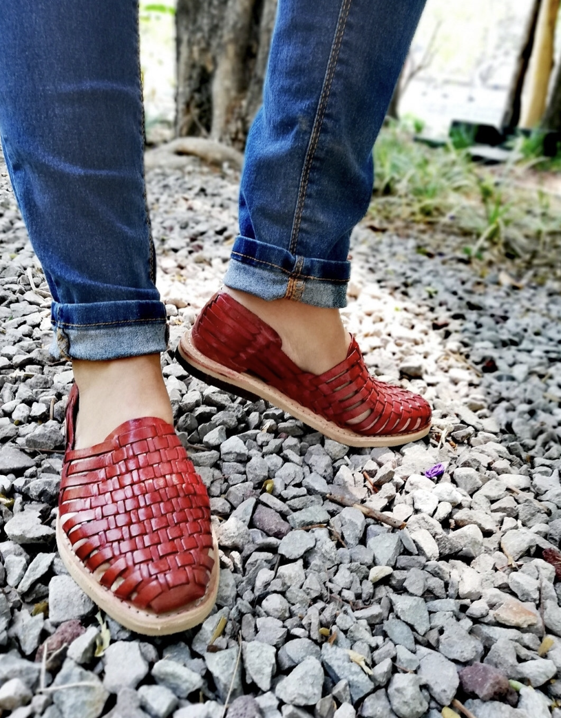 red huarache sandals